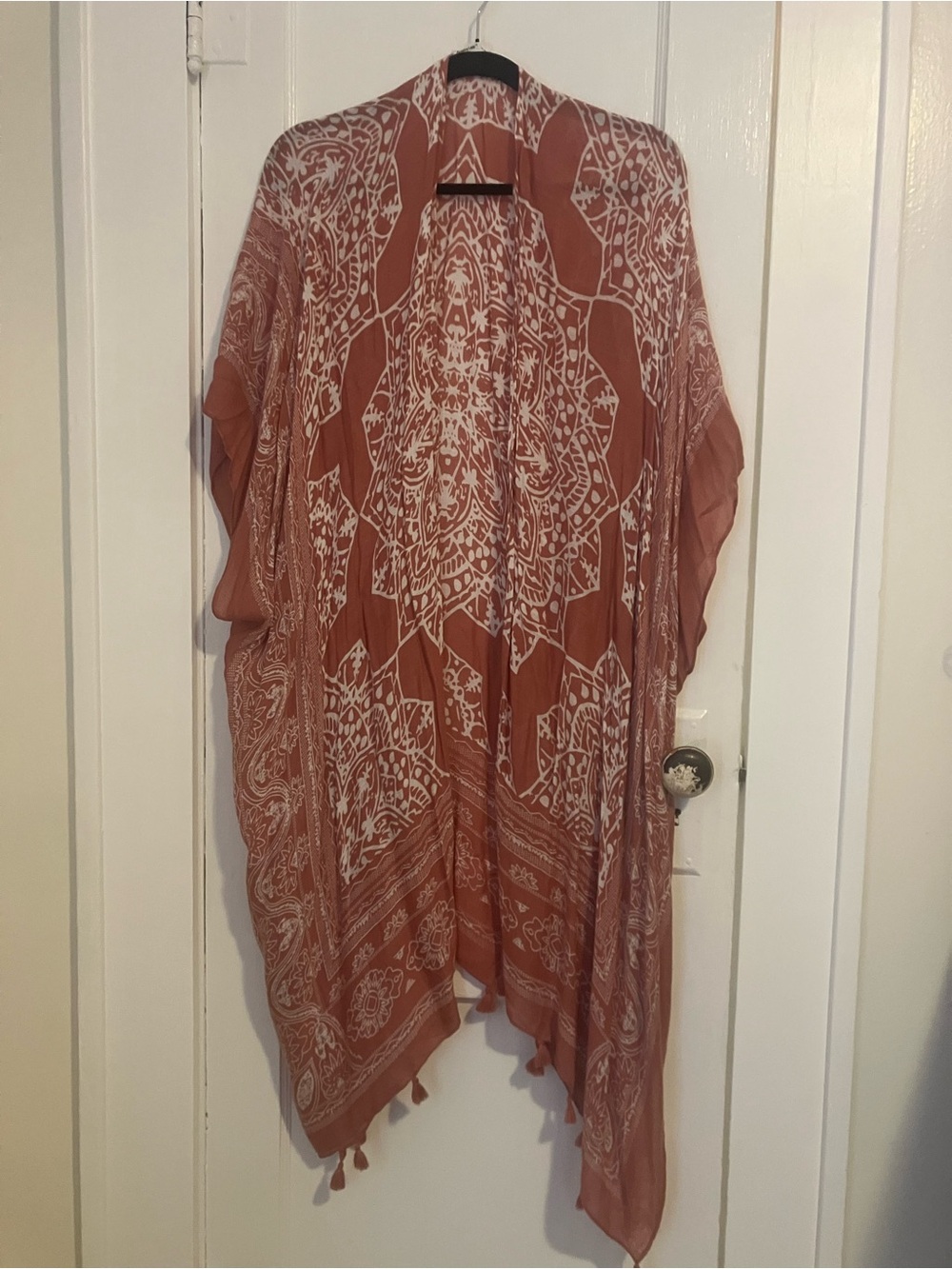 Terracotta Boho Tassel Kimono Cardigan